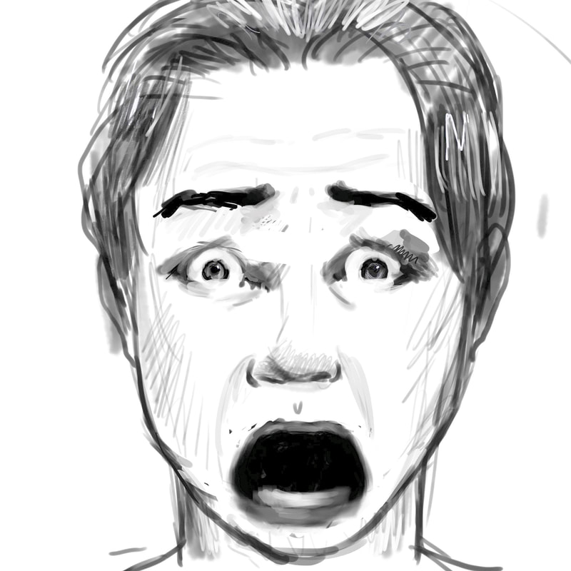 terrified face drawing